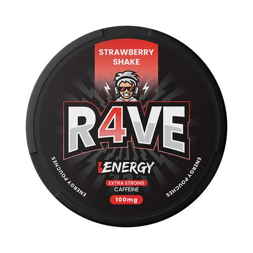 kofeinové sáčky - r4ve energy - strawberry shake